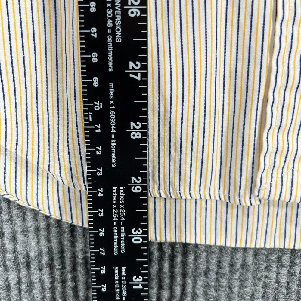 Polo Ralph Lauren Shirt Mens 16 Blue Yellow Striped Long Sleeve Button Up Regent